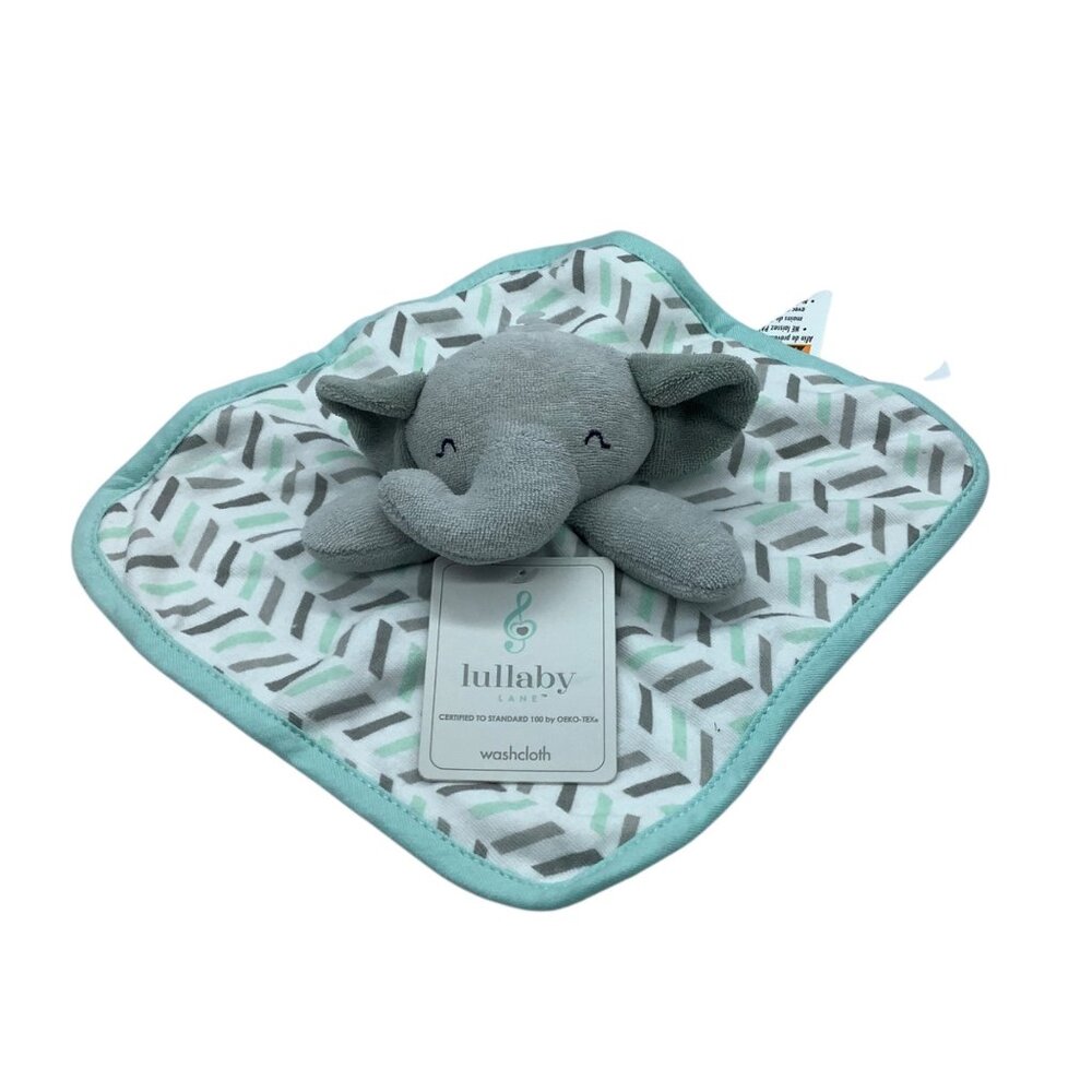 Lullaby Lane Baby Elephant Wash Cloth 10" X 10" Cotton Blend NEW‎ NWT